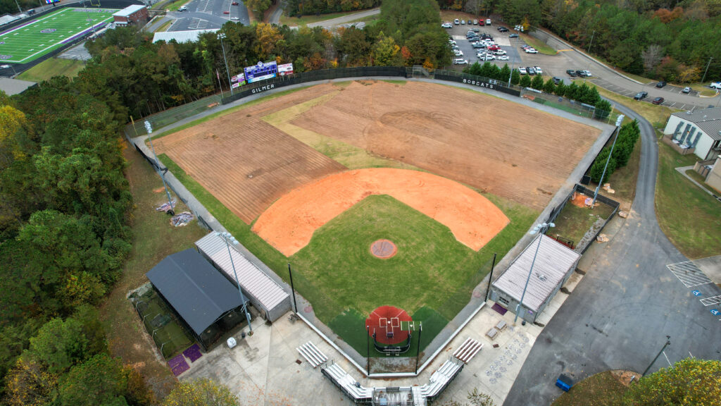 Baseball field before complete renovation with synthetic turf